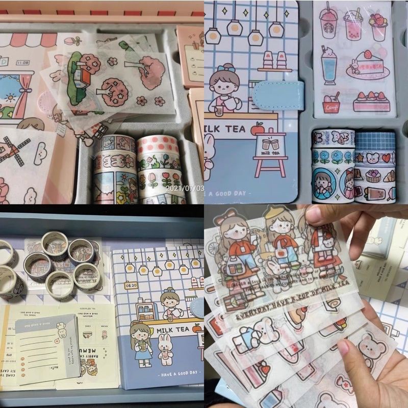 cute diary book set korea ada sticker