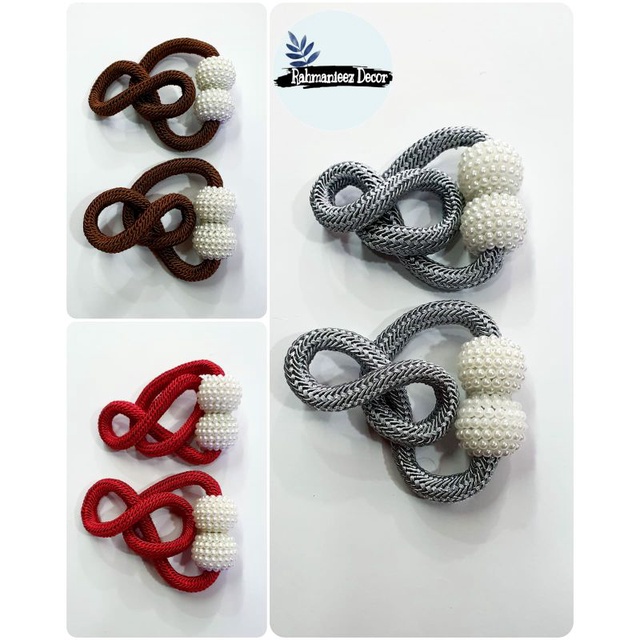 2 PCS / Pair Modern (TALI JUMBO)Mutiara Tirai Tasel Magnetic yng Kuat Dan Berkualitas.