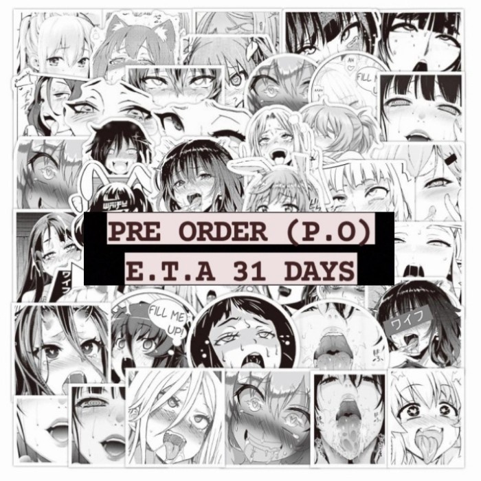 

50pcs sticker ahegao anime kartun waterproof koper laptop helm