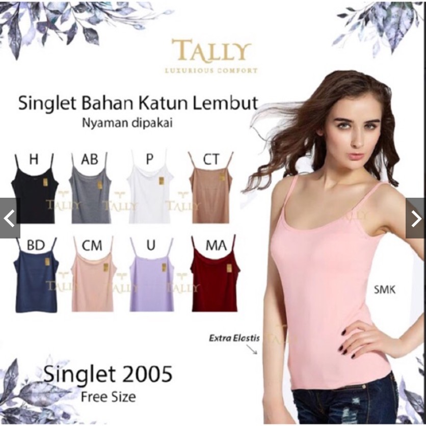 SINGLET TALLY S 2005 - TANK TOP - BAHAN KATUN dalaman kaos wanita dalam tengtop tanktop daleman all Size