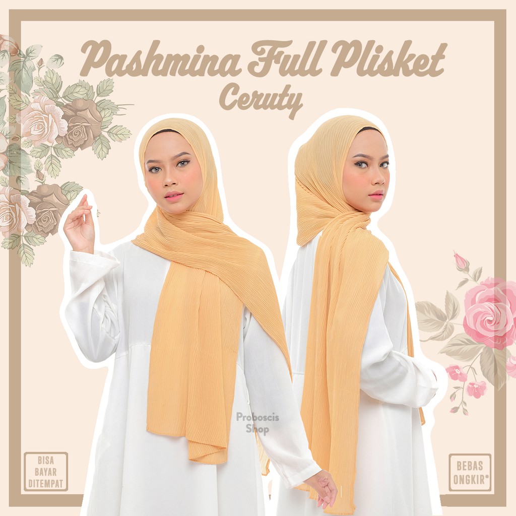 Pashmina Full Plisket Ceruty Jilbab Pleats | Hijab Pashmina | Warna Part 1