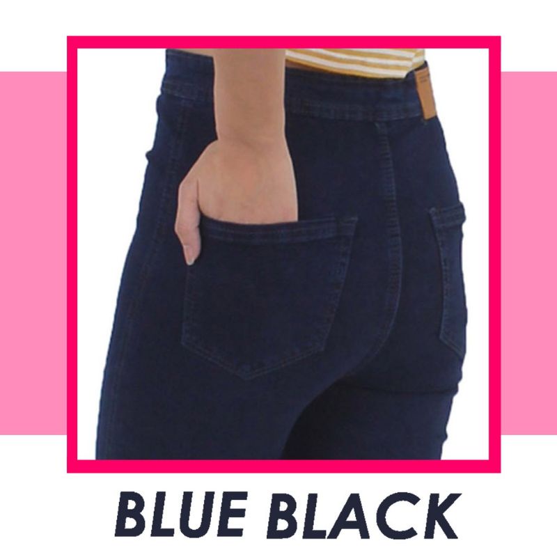 HW Celana Jeans Highwaist Polos Wanita Stretch