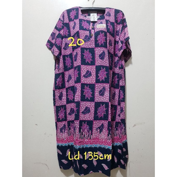 YULI - Daster kencana ungu  L5 JUMBO LD 135-150 CM PB 107 CM BATIK KU LEBEL PUTIH(KUP)-no 20