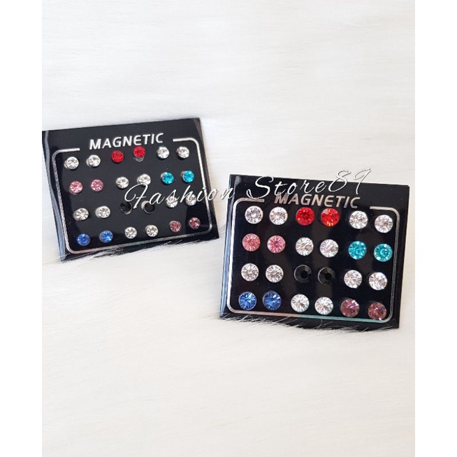 Ready Anting Magnet Permata Set permata putih set anting magnet permata warna