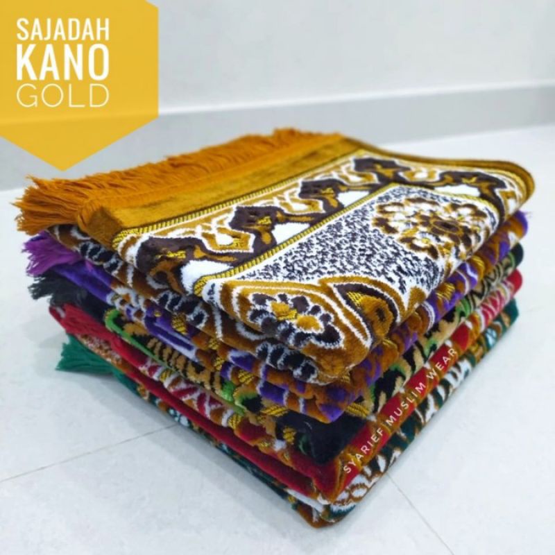 SAJADAH KANO GOLD TURKY, HIGH QUALITY BELUDRU PREMIUM LEMBUT TEBAL UK 70×110 CM