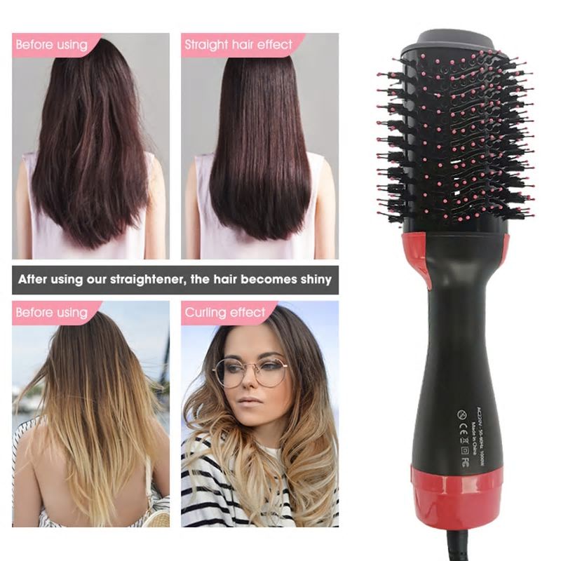 Sisir Blow hair Styling Pelurus Pengering Rambut - One Step Hair Dyer and Styler Hot Air Brush 4in1