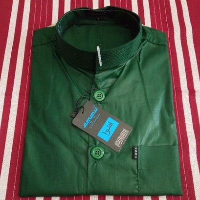 Baju Koko Ammu Hijau Botol/Pakaian Muslim Pria Termurah - M