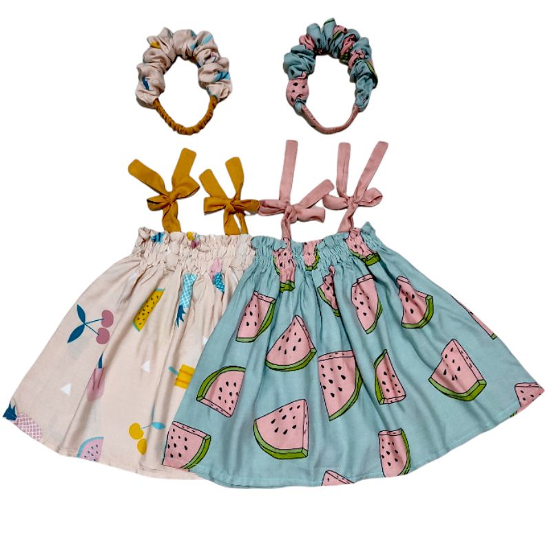 summer dress bayi rayon bonus headband scrunchie