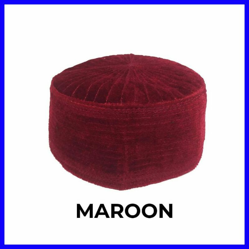 peci bludru merah maroon