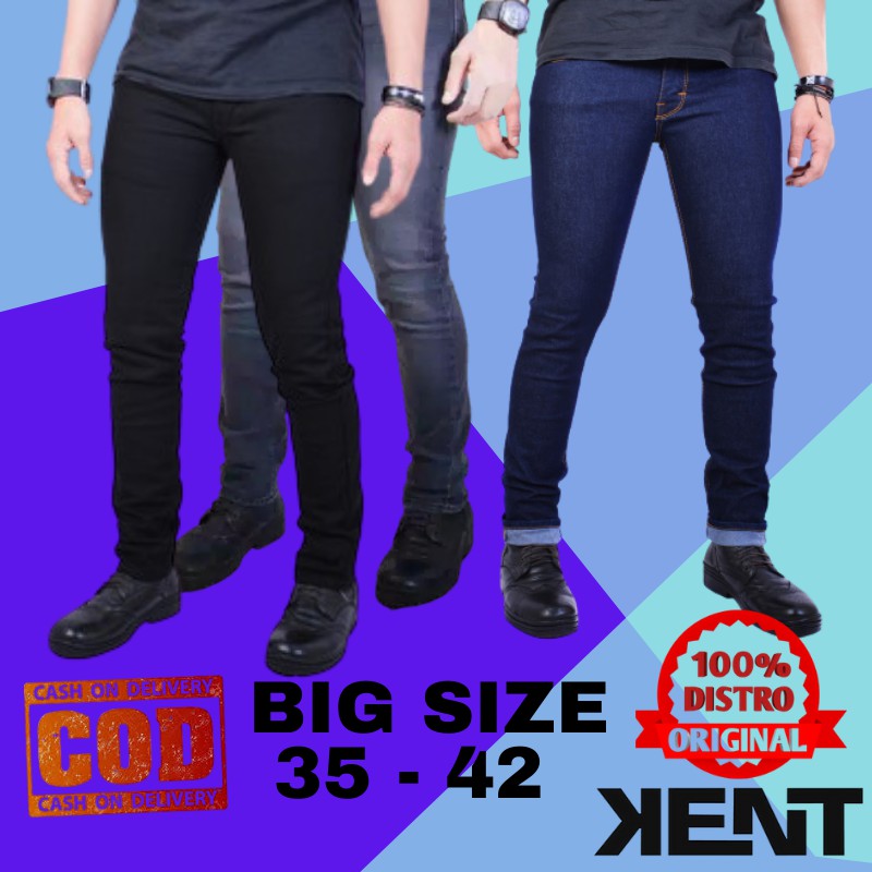 CELANA JEANS PRIA JUMBO - JEANS BIG SIZE SLIM FIT DISTRO KENT ORIGINAL