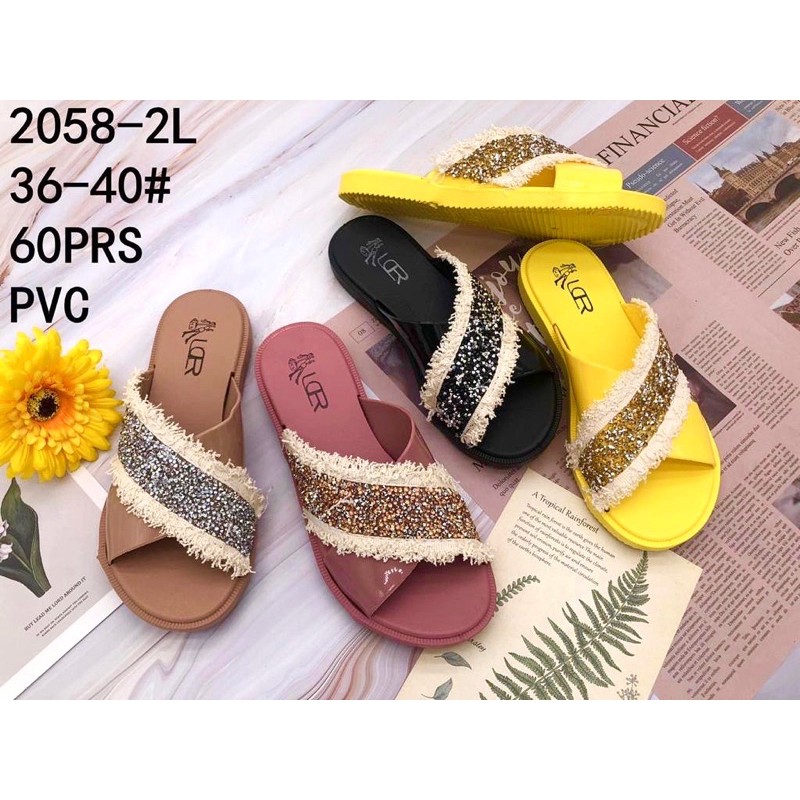 Sandal Slop Silang Gliter BEST SELLER Import LCR 2058-2L