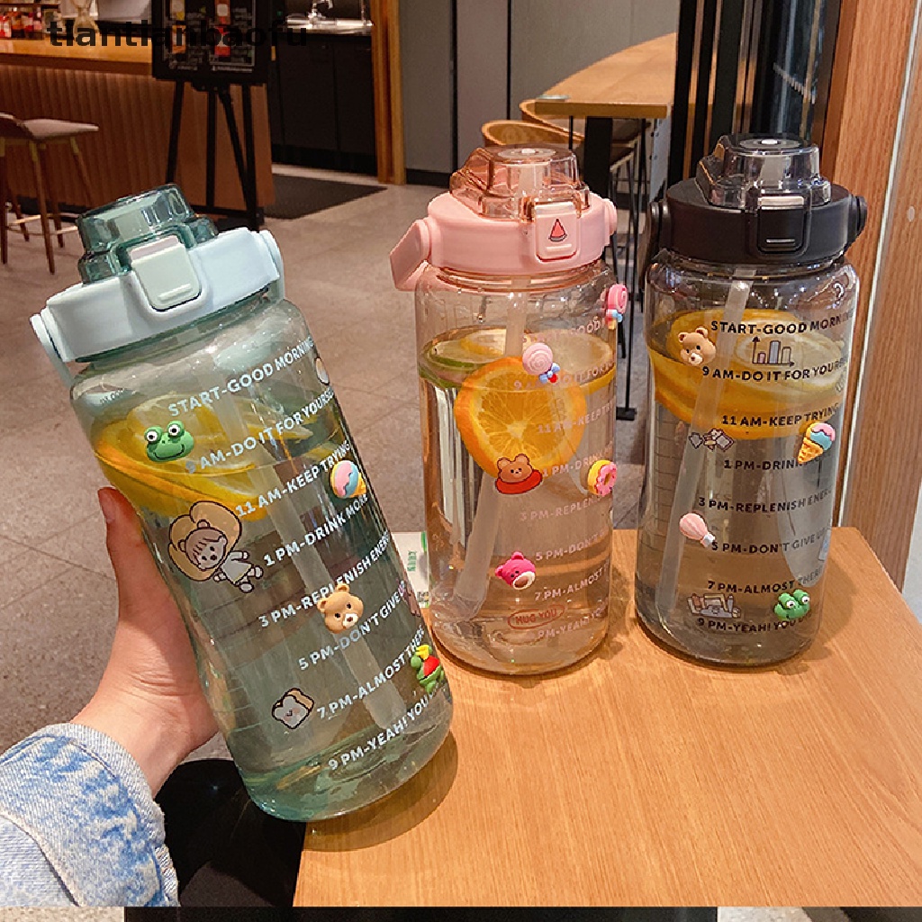 (Tianbaofu) Botol Air Minum 2L Portable Dengan Sedotan Untuk Olahraga / Fitness / Sepeda