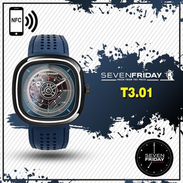 Jam Tangan Pria - Arloji Cowok Otomatis BEST SELLER Seven Friday T3-01 SevenFriday T3/01 Gradient Bl