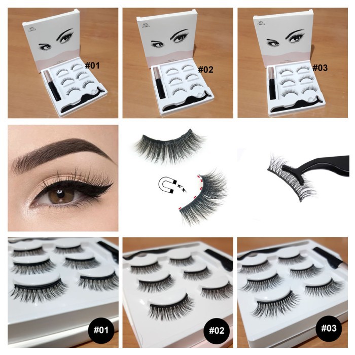 Bulu Mata Palsu Magnetic Eyelashes Eyeliner 3 Pasang