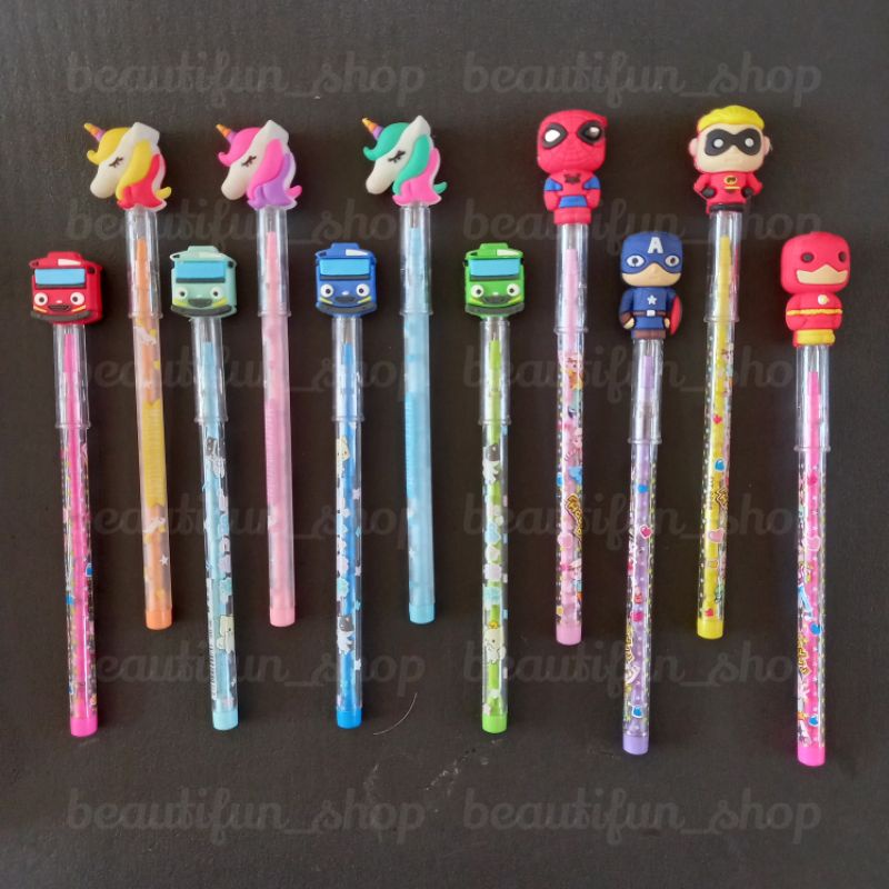 

Pensil bensia karakter | pensil sambung susun | pensil karakter | pensil bensia fancy karakter | pensil susun bensia lantu | pensil bensia superhero | pensil bensia tayo | pensil bensia unicorn | alat tulis pensil anak karakter lucu | pensil bensia anak