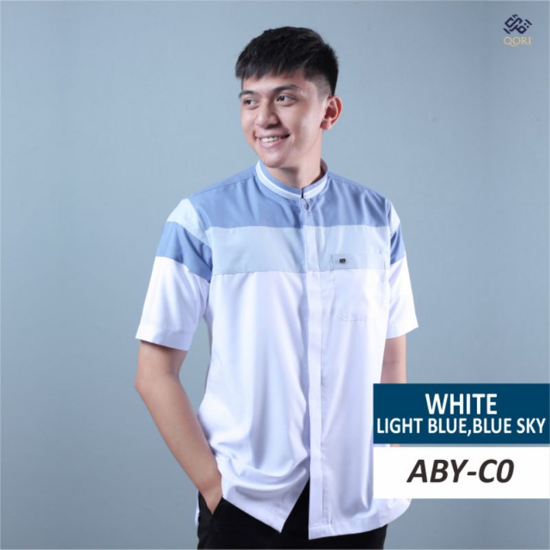 Qori Apparel Baju Koko Casual Abyaz lengan pendek