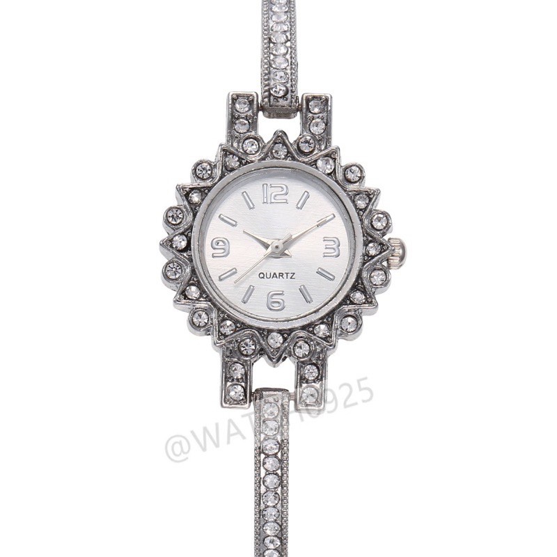 JAM TANGAN WANITA  ANALOG IMPORT MURAH HARGA GROSIR RANTAI CRYSTAL KRISTAL Fashion WATCH W168