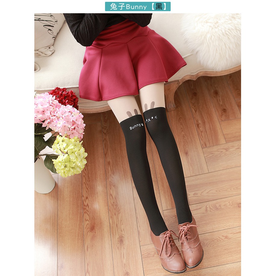 PH-33 pantyhose stocking rabbit kelinci lolita two tone fake overknee socks