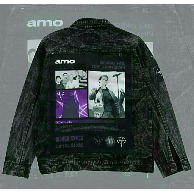 JAKET DENIM BACKPATCH DESAIN BMTH OLIVER BLACK WASH