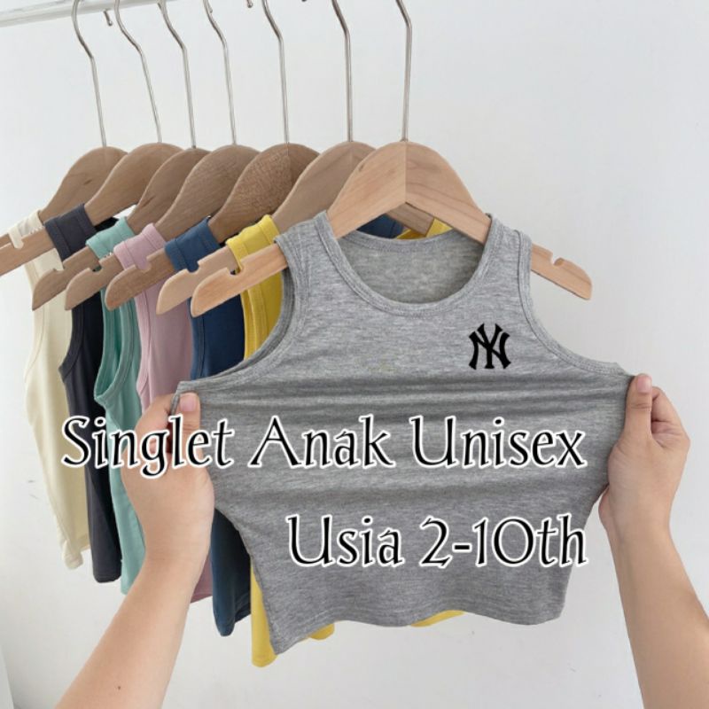 Singlet Anak NY Unisex Kaos Singlet Anak Cotton Combed Usia 2-10th Tanktop Anak