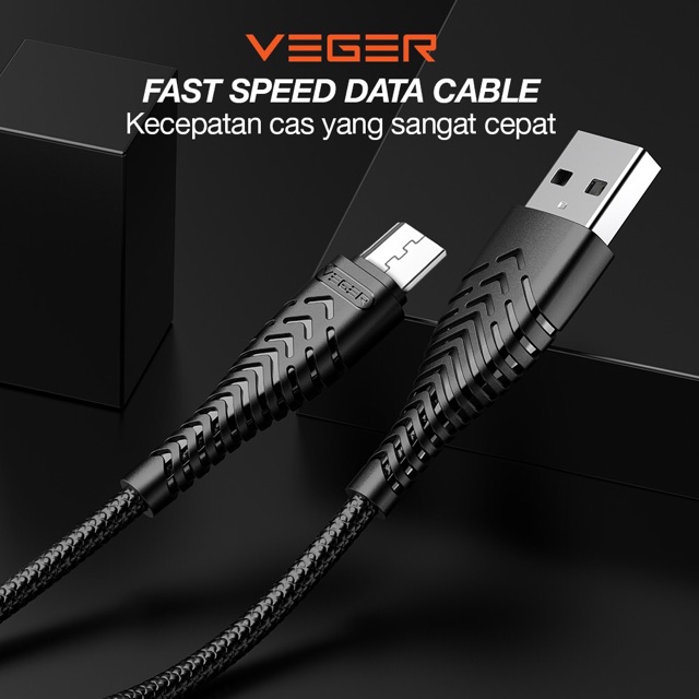 KABEL DATA MICRO V110 VEGER KALENG 2.4A FAST CHARGING PER PCS