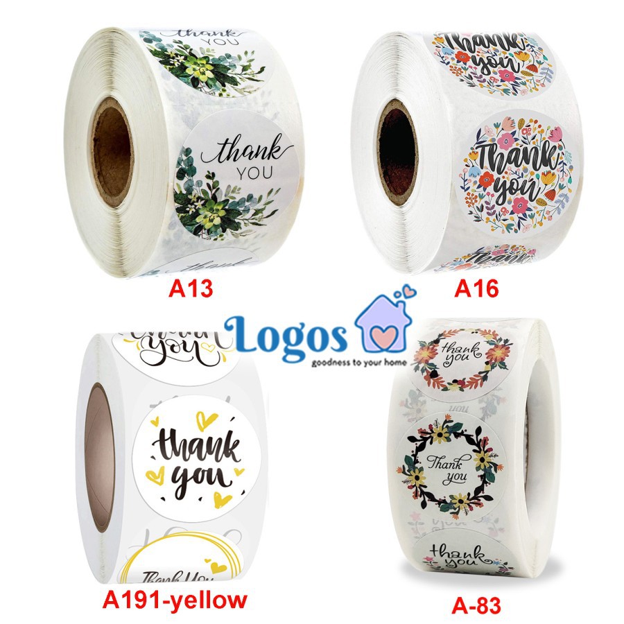 Stiker Bulat Thank You Round Sticker Label Gift Hangtag Cookie Hampers