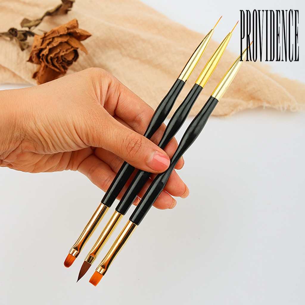 Providence 3Pcs / Set Brush Dotting Pen Nail Art Bulu Lembut Gagang Plastik