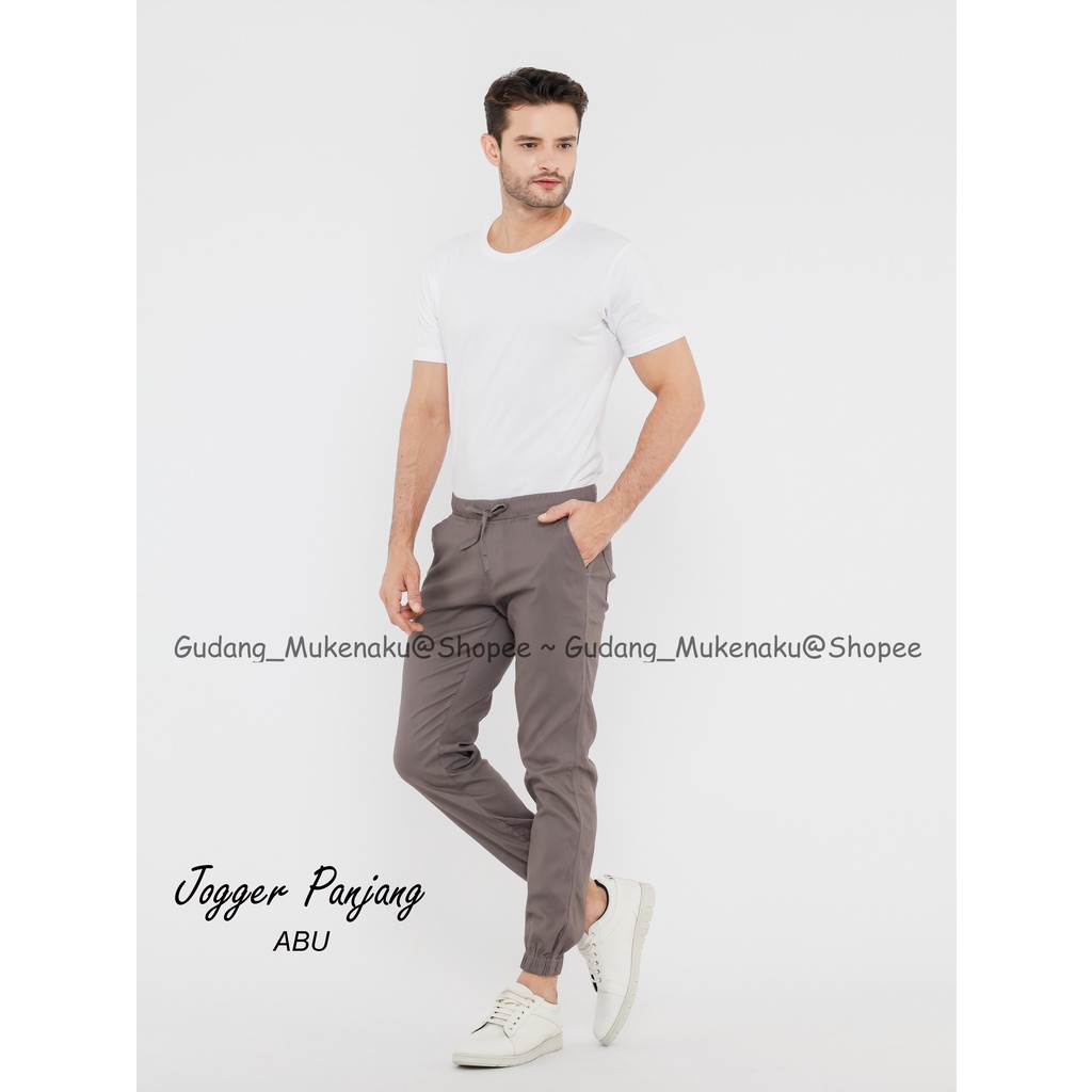 Gudang_Mukenaku Celana Jogger Panjang Pria Bahan Katun Twill Bisa Bayar Ditujuan COD