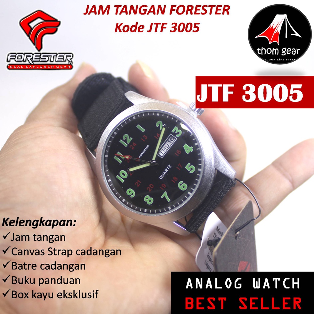 Forester Jtf 3005 Jam Tangan Pria Origial Forester Analog Adventure Sport Outdoor Waterproof Water Resistant Anti Air Pria Cowok Original Ori Terbaru 2022 Free Canvas Strap Cadangan Batre Box Kayu Thomgear Bangakalan Palangkaraya Pare Pare Kebomas