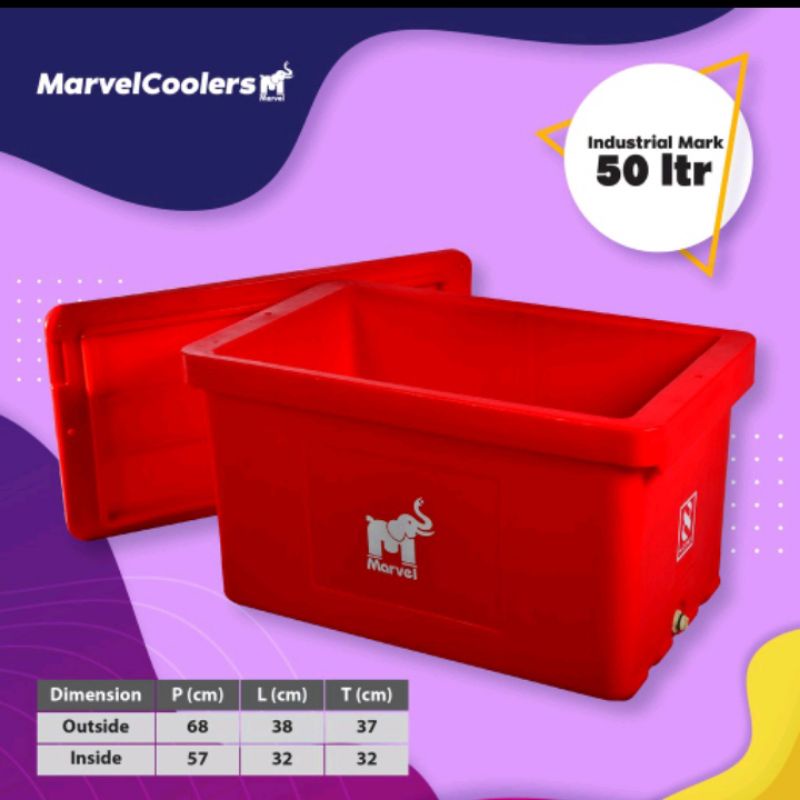 CoolerBox Marvel 50Ltr | Cool Box 50 Liter| industrial Mark / Coolbox - IceBox - Kotak pendingin