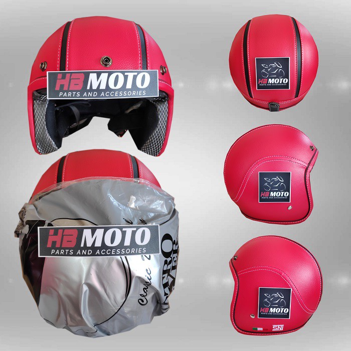 Helm Retro BG RED S BLACK RETROBG1RSBLCK / Helm SNI / Helm Retro / Helm Klasik / Helm Bogo / Helm