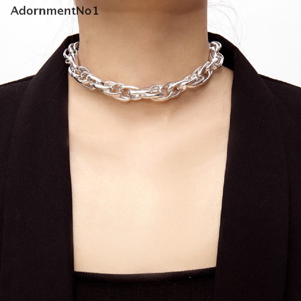 (AdornmentNo1) Kalung Choker Rantai Tebal Bahan Metal Gaya Punk Untuk Wanita