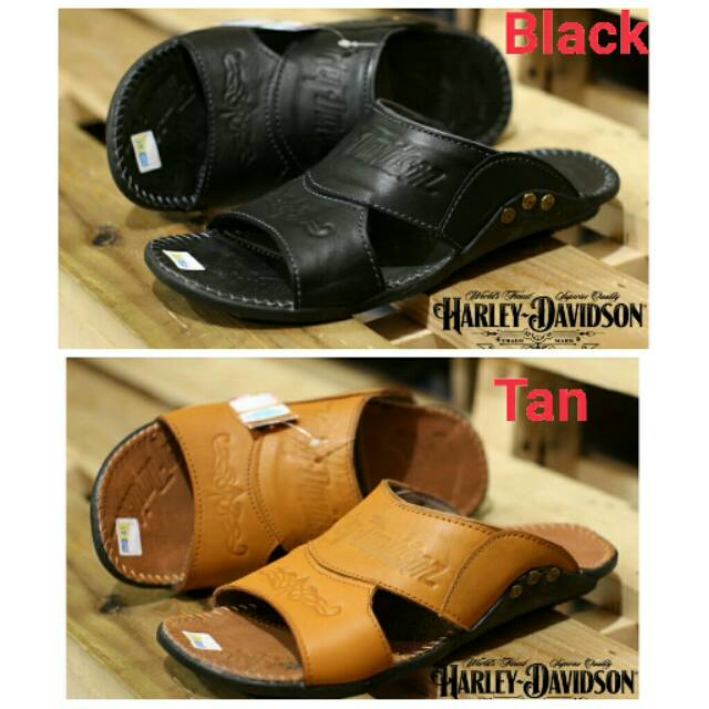 (COD) SUPER PROMO ! SANDAL SLOP KULIT ASLI HARLEY-DAVIDSON IMPORT