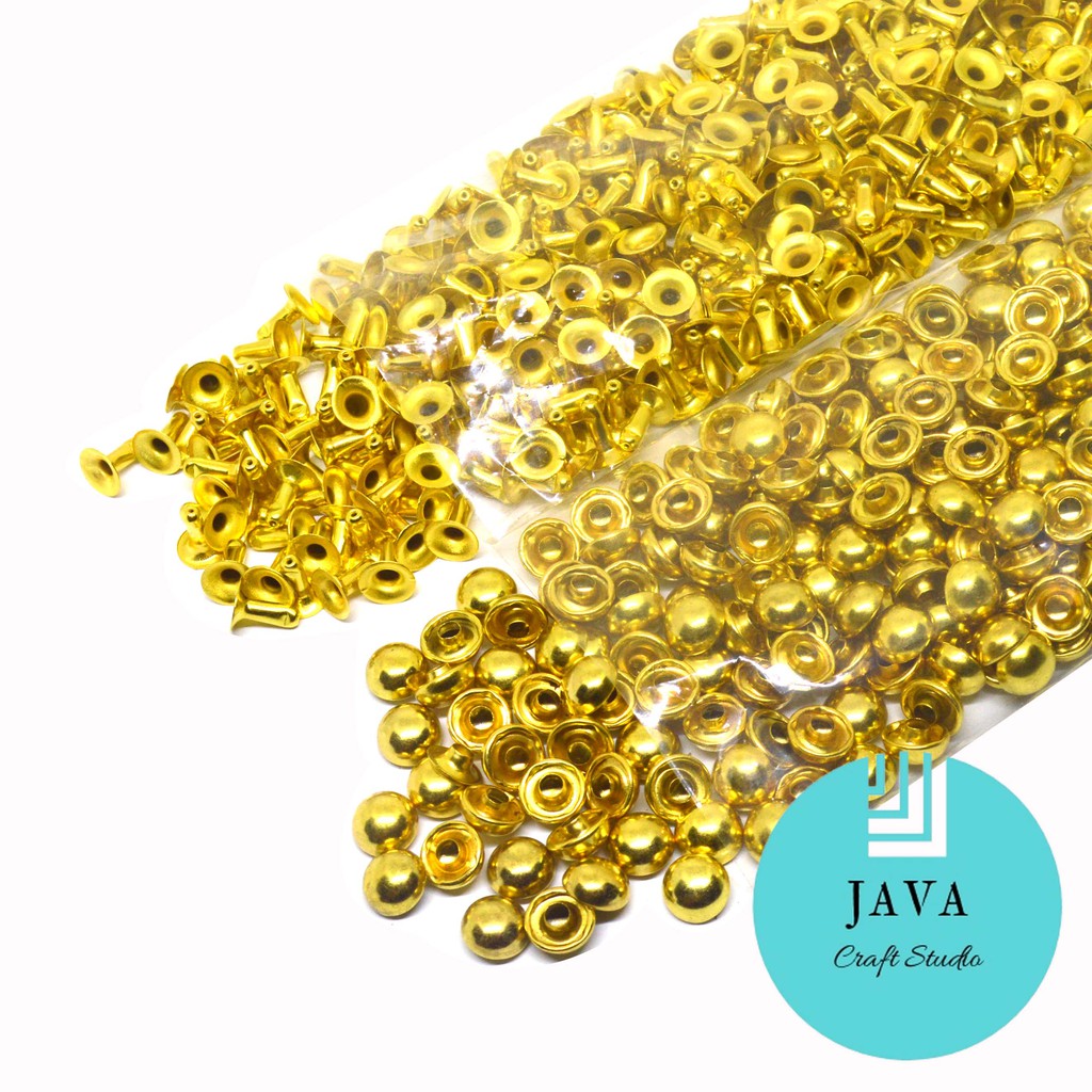 PAKU KELING CENTANG JAMUR 9 MM PER 100 SET WARNA GOLD V 9 JMR GOLD