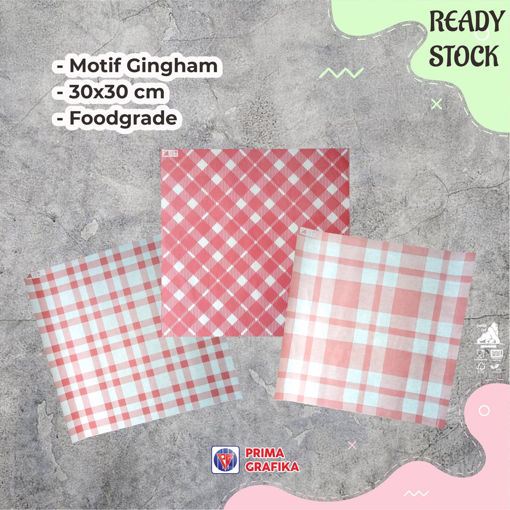 

READY STOCK Kertas Roti Motif GINGHAM Foodgrade - Wrapping Paper Kertas Bungkus Gorilla Pack