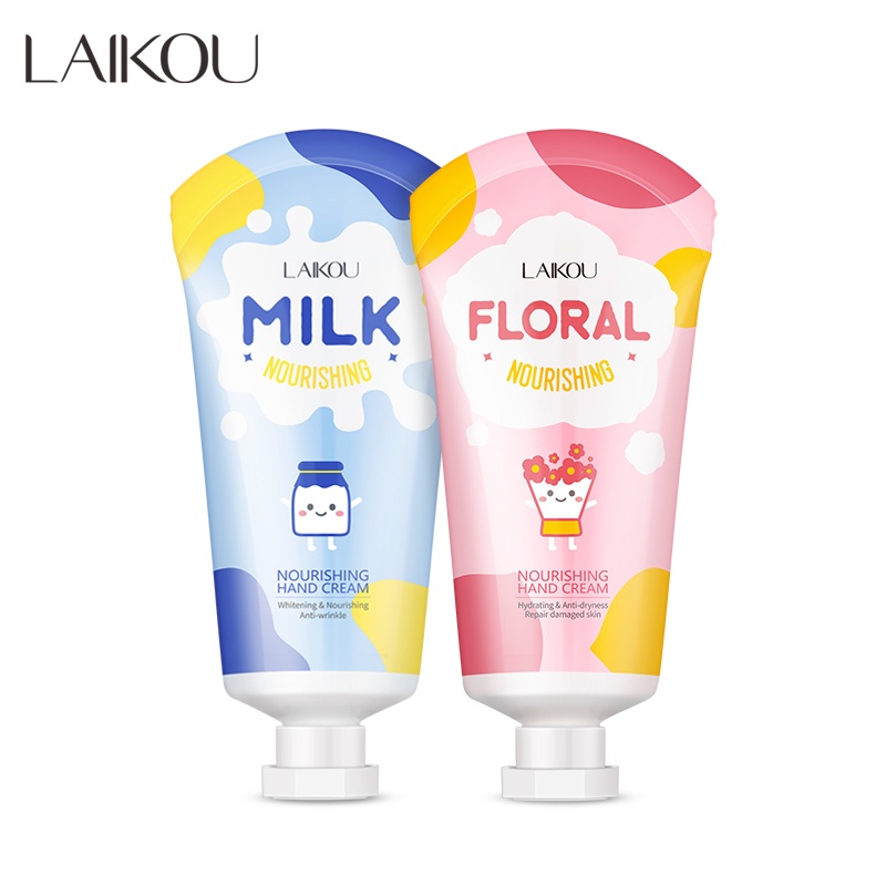 LAIKOU Floral/Milk Krim Tangan Pelembab Melembabkan Mencerahkan Kulit Bergizi Anti Pecah-pecah 50g