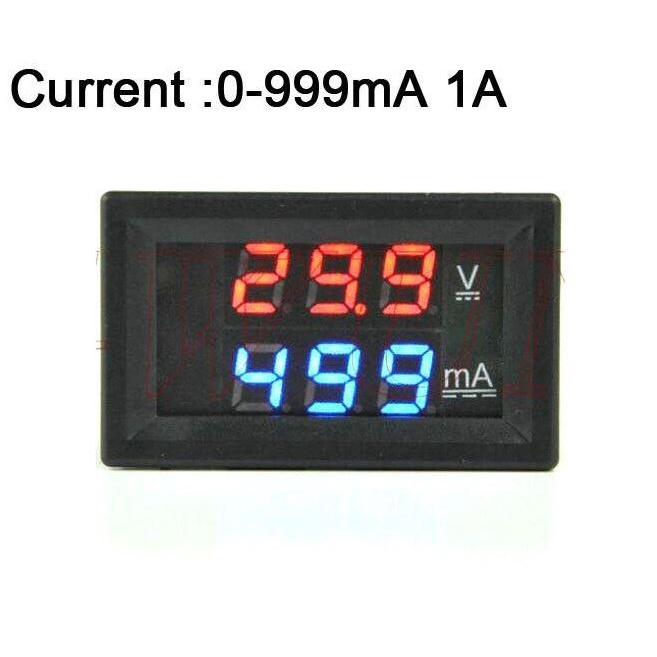0-100V VOLT 0-999MA 1A MILI AMPERE METER COMBO DUAL DIGITAL LED DISPLAY VOLTAGE CURRENT RED BLUE TEG