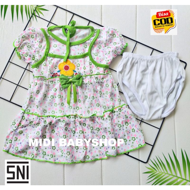 Setelan Dress Bayi Perempuan Moriska SNI Motif Flower 3 - 18 bulan