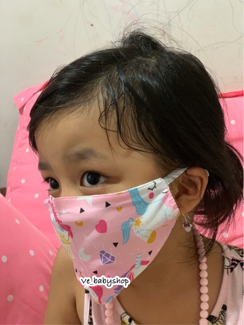 Masker kain ANAK earloop 2 lapis motif random