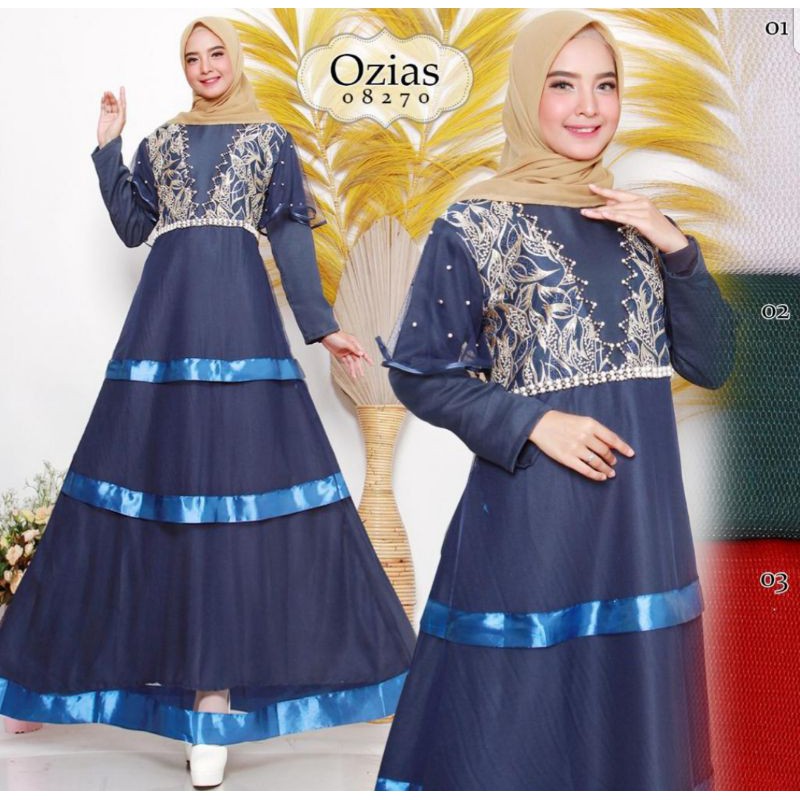 Gamis ozias Tile kaca kombinasi mutiara