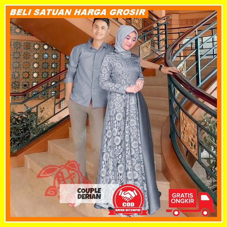 Gamis Couple Baju Tunangan Kekinian Gaun Lamaran Gamis Coupel Pasangan Muslim Couple Terlaris Deri