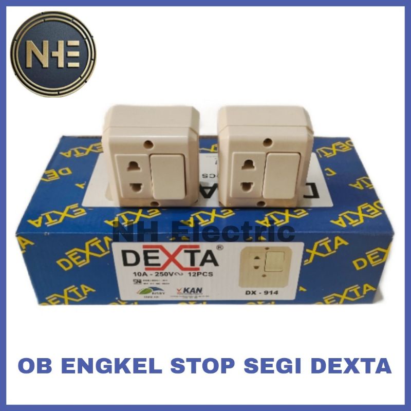 OB Engkel Stop Segi Dexta - Outbow Stop Kontak + Saklar Segi Dexta - OB Stop Kontak + Saklar Tempel Dexta DX-914