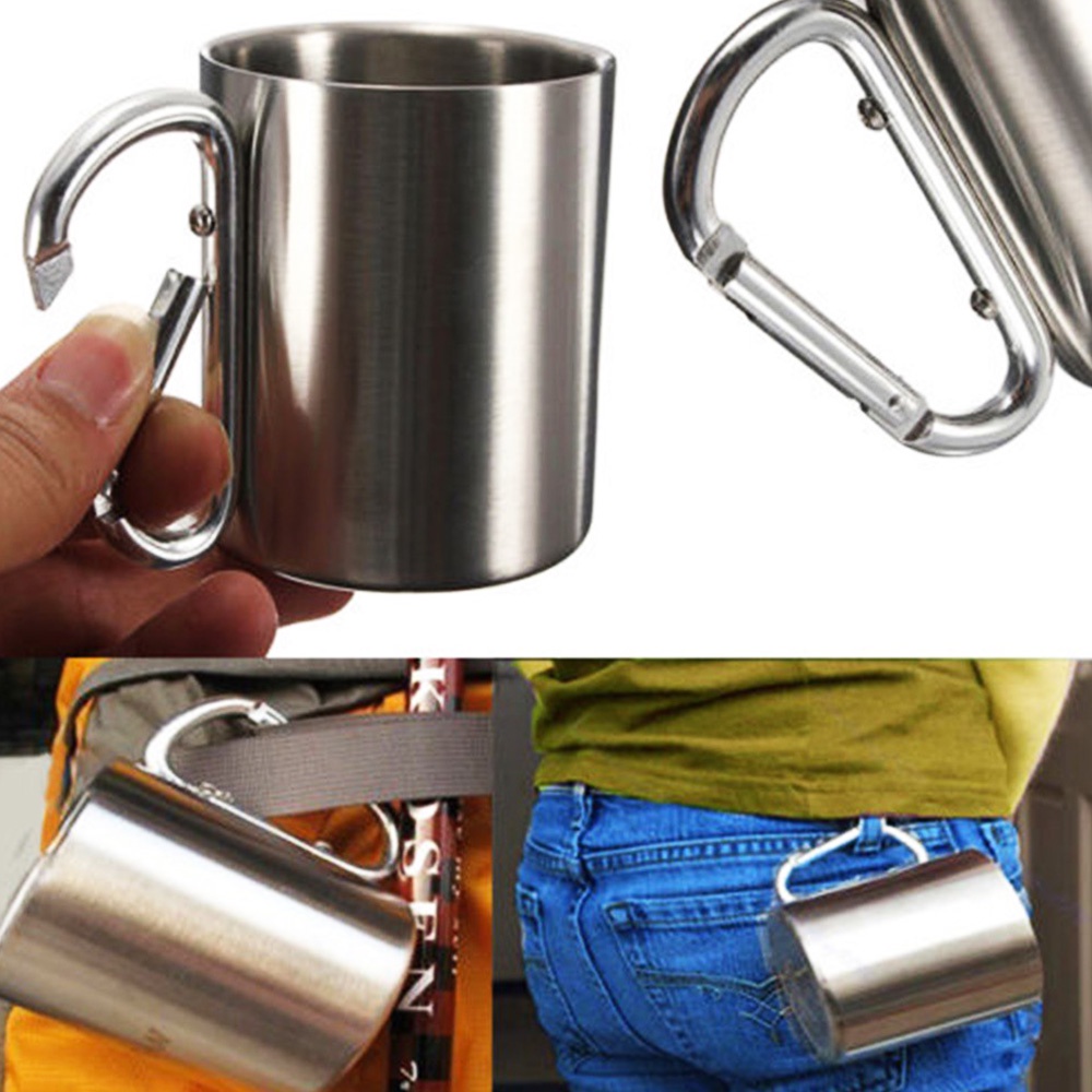 Carabiner Gelas Stainless Multifungsi Outdoor 220 Ml