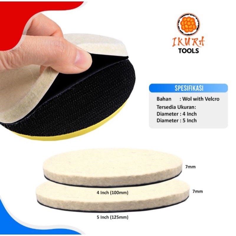 Ikura Wool Glass Felt Busa Poles Kaca Mobil Polishing Pad