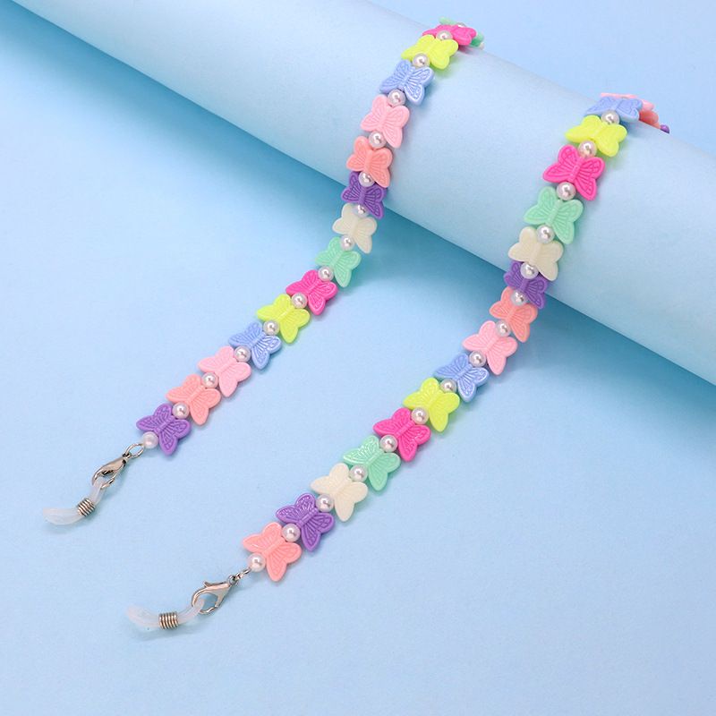 Strap Masker Anak Manik Kupu Import Warna Ceria Rainbow Fancy Lucu / Gantungan Masker / Kalung Masker