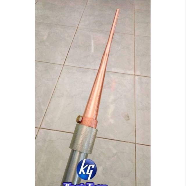 PENANGKAL PETIR MODEL TOMBAK LURUS + PIPA BESI 50CM SHOK DRAT 3/4 SATU SET TIANG ANTI PETIR SPLITZEN