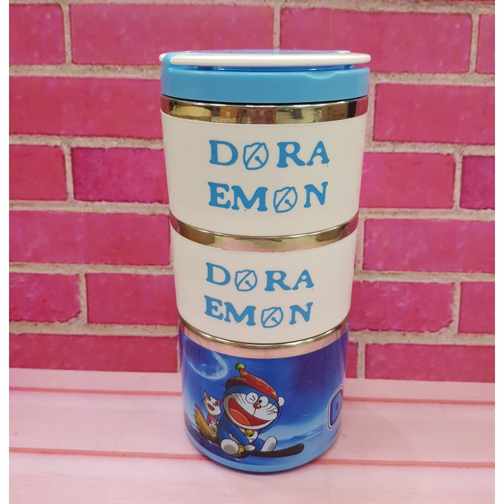 Rantang Susun The Small Mini Pot Rantang Susun 3 Karakter Doraemon Lunch Box Stainless Steel Wadah M