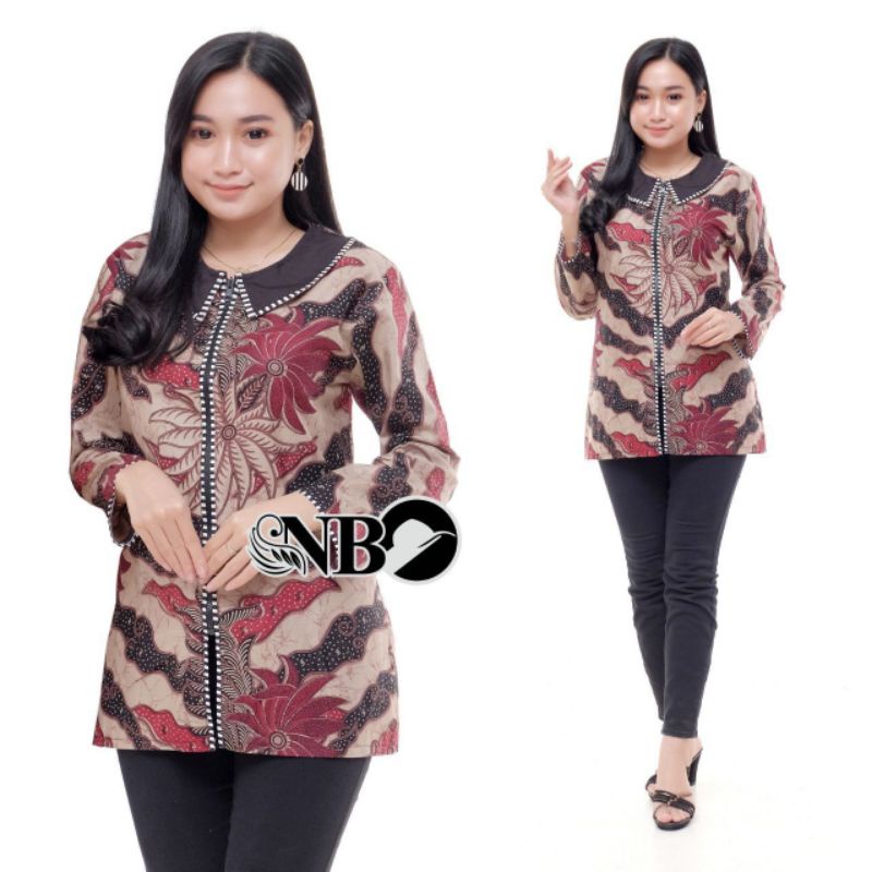 Blouse Batik Kerja Atasan Batik Wanita M L XL XXL jumbo-Kode B 11