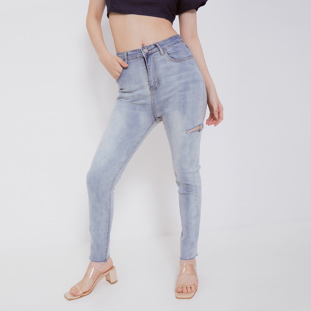 VIERLIN - Jeans 3765 - HIGHWAIST SKINNY RIPPED JEANS MELAR STRECHT