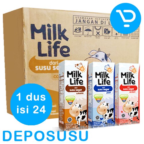 

SUSU UHT MILK LIFE 200ML 1 KARTON ISI 24x200ml